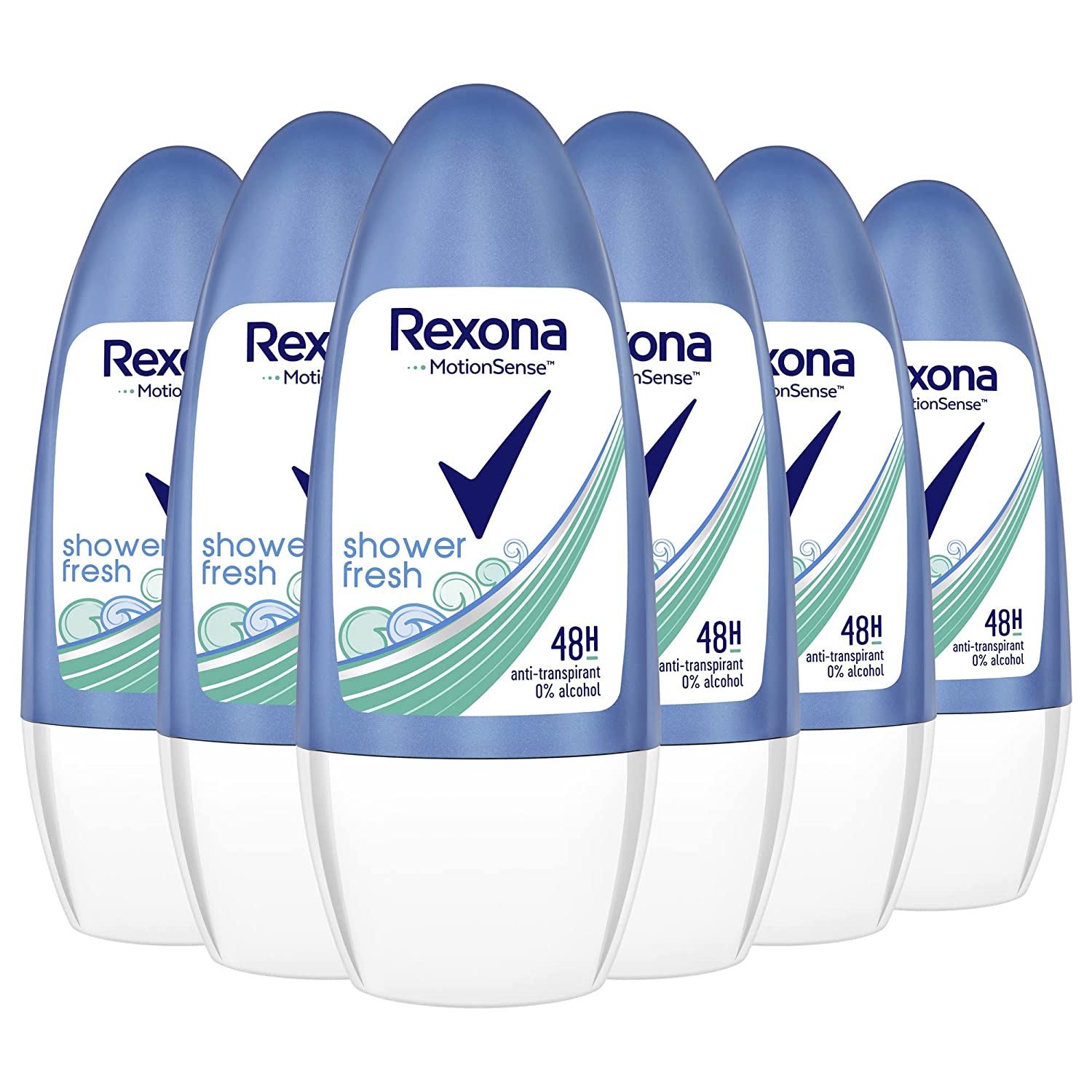 Rexona Shower Fresh Women\'s Roll-On Deodorant Pack of 6 (6 x 50 ml)