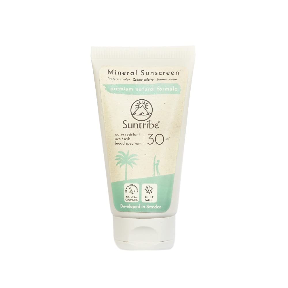 Suntribe organic sun cream, for body and face, SPF 30, waterproof, 100% zinc, reef friendly, 7 ingredients (50 ml or 100 ml) 50 ml
