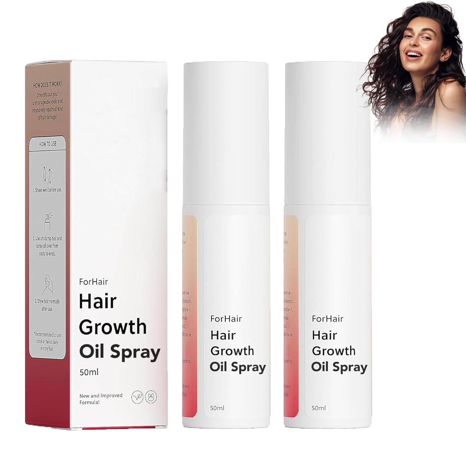 Hair Growth Oil Spray, Natural Hair Thinning Spray for Thinning Hair, Non-Greasy, Damage Repair, Loss Prevention (2 Pieces)
