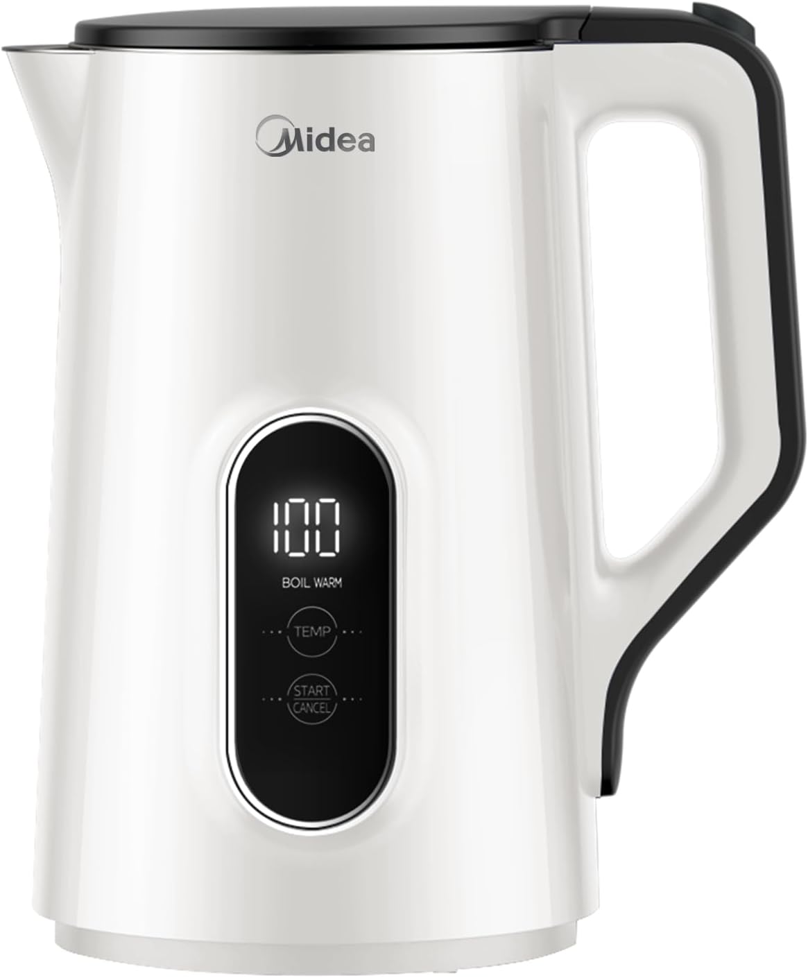 Midea Kettle with Temperature Setting 45°C - 100°C, 1.5 Liter Kettle, 2200 W Stainless Steel Kettle with Double Wall, Tea Maker with Temperature Display and Safety Functions, BPA-Free, White