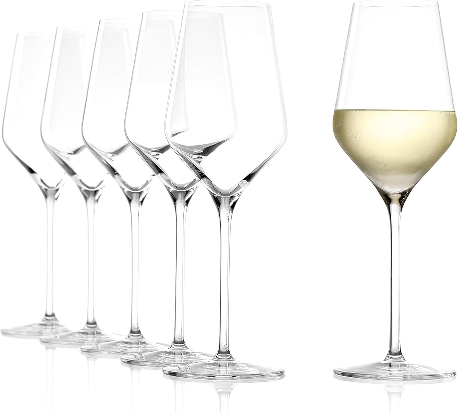 Stölzle Lausitz Quatrophil White Wine Glasses, Set of 6, 405 ml, Ideal for White Wine & Aperitifs, Elegant White Wine Goblet Made of Crystal Glass, Dishwasher-Safe, Made in Germany