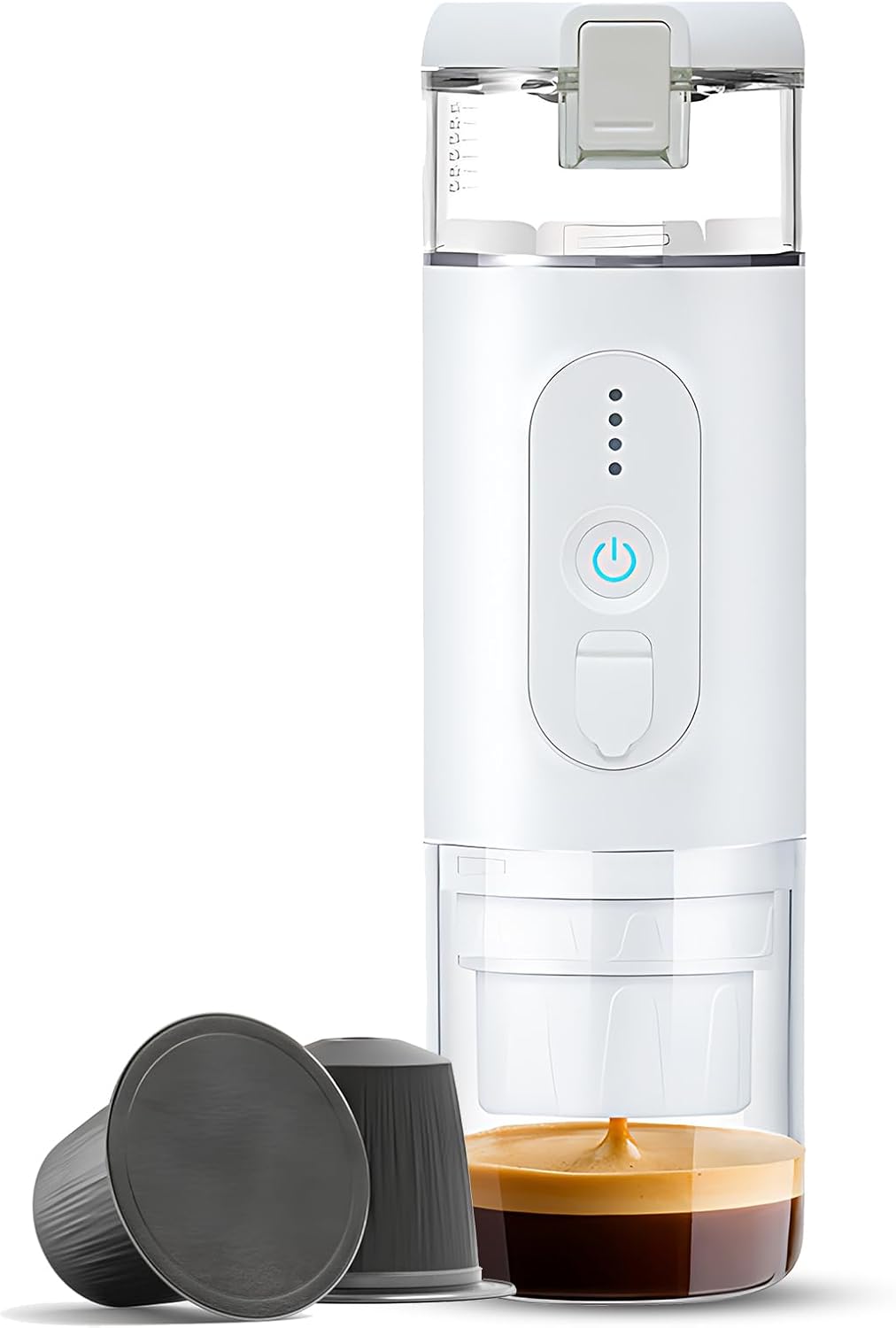 Irishom Portable Electric Espresso Machine, Wireless Heater, Single Serving Mini Coffee Machine with 2-in-1 Coffee Powder, 18-Bar Pump Pressure, Automatic Brewing Function, 2500mAh Battery