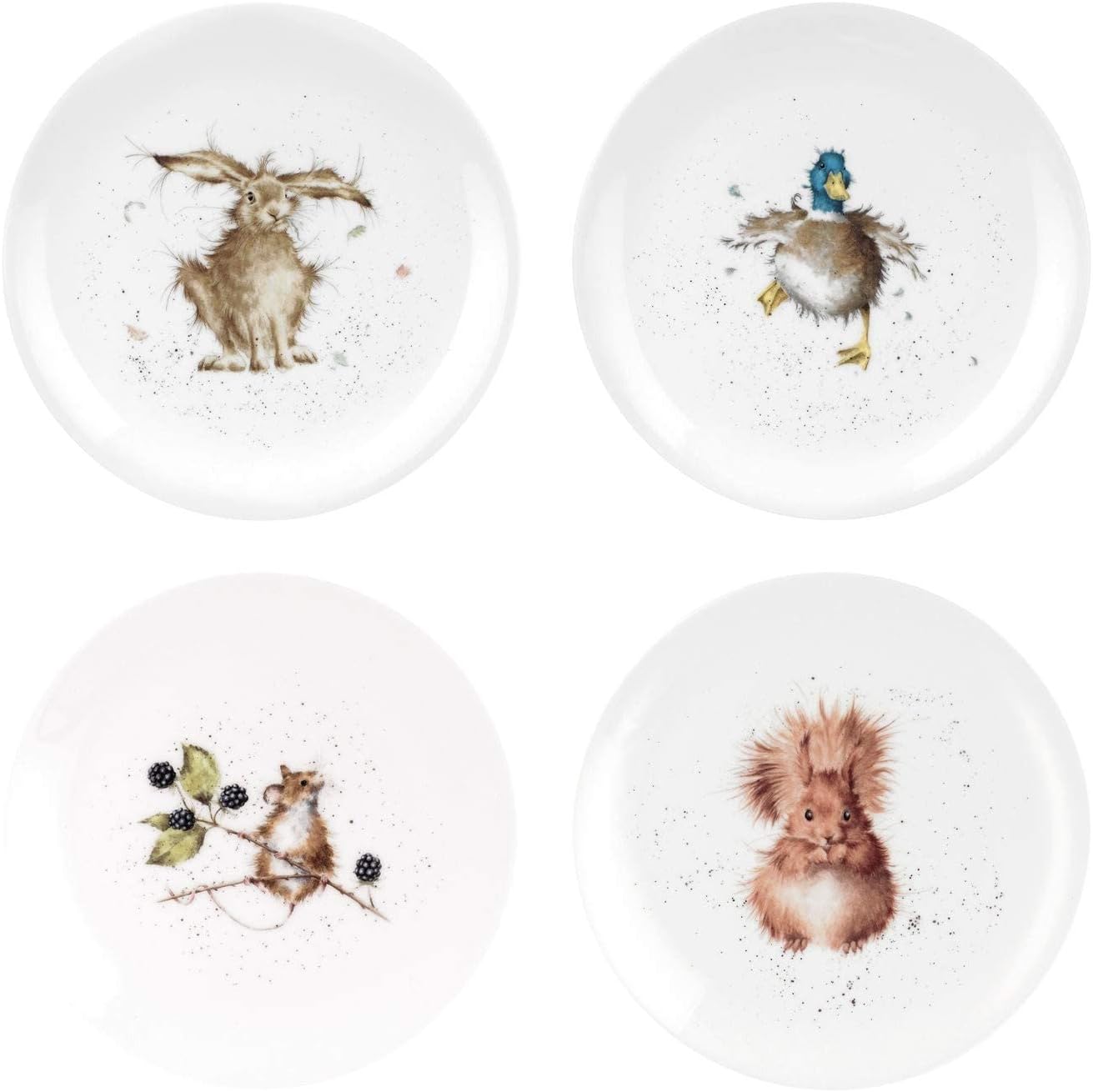 Portmeirion Wrendale Coupe Plates 8" Assorted Designs Set of 4