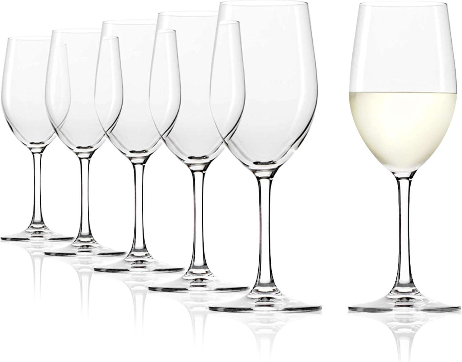 Stölzle Lausitz Classic White Wine Glasses Set of 6 305 ml - Wine Glasses Ideal for Light & Medium White & Red Wines - Robust Crystal Glasses with Highest Quality from Germany - Dishwasher Safe
