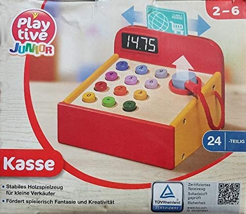 Playtive Junior Shop Accessories Wooden Cash Box 24 Pieces