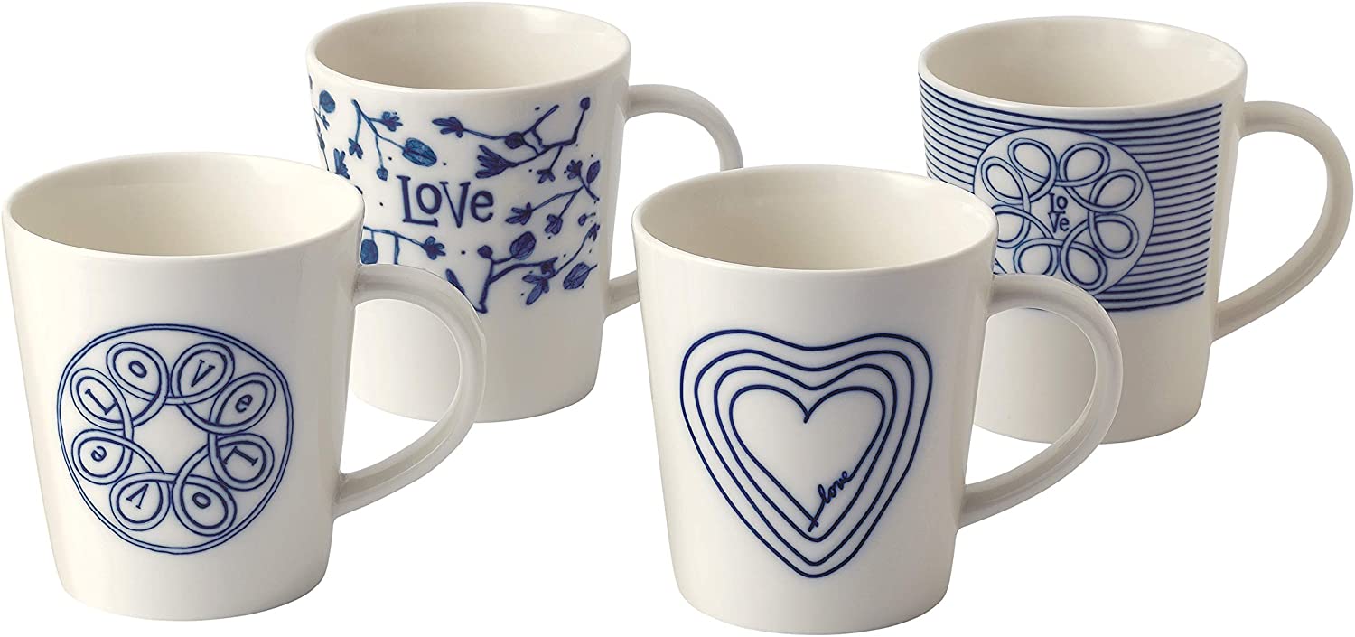 Royal Doulton LOVE Mug, Blue, 475ml, Set of 4
