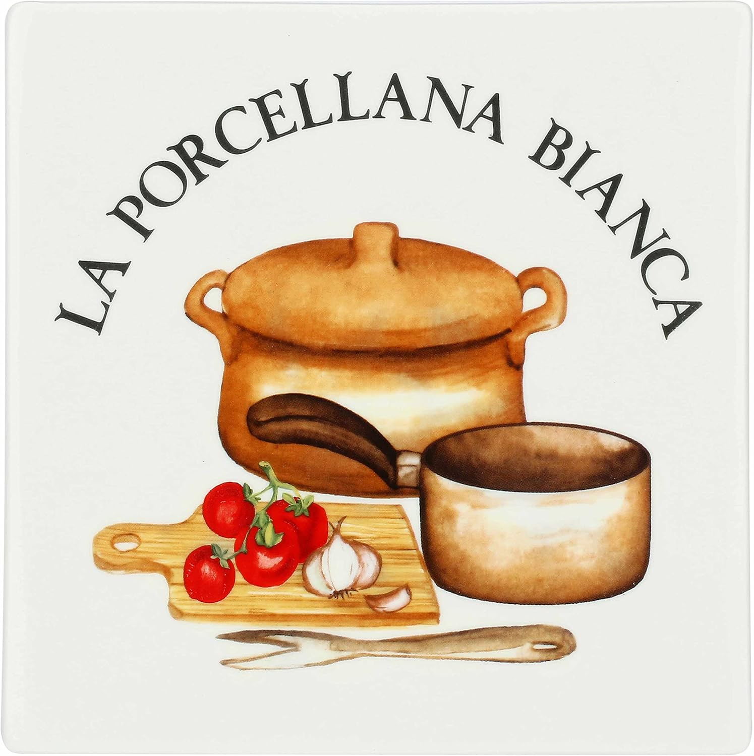 LA PORCELLANA White - Decorated Coaster, Square, 18 x 18 cm