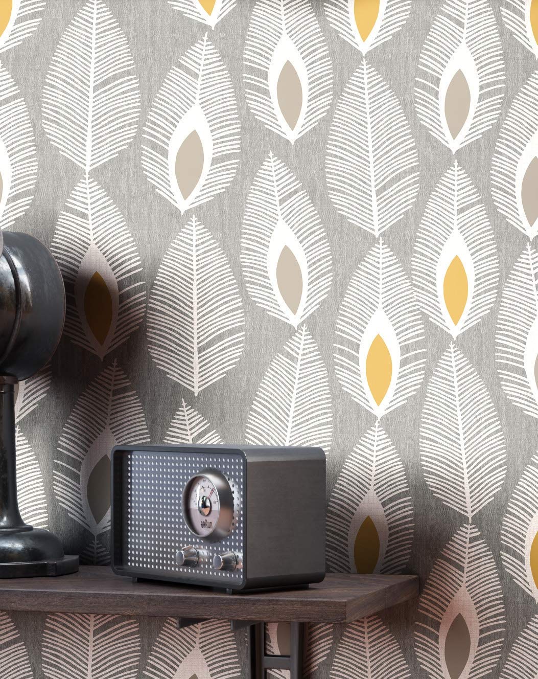 Newroom Design Newroom Flower Wallpaper Grey Flowers Leaves Floral Non-Woven Wallpaper Gre