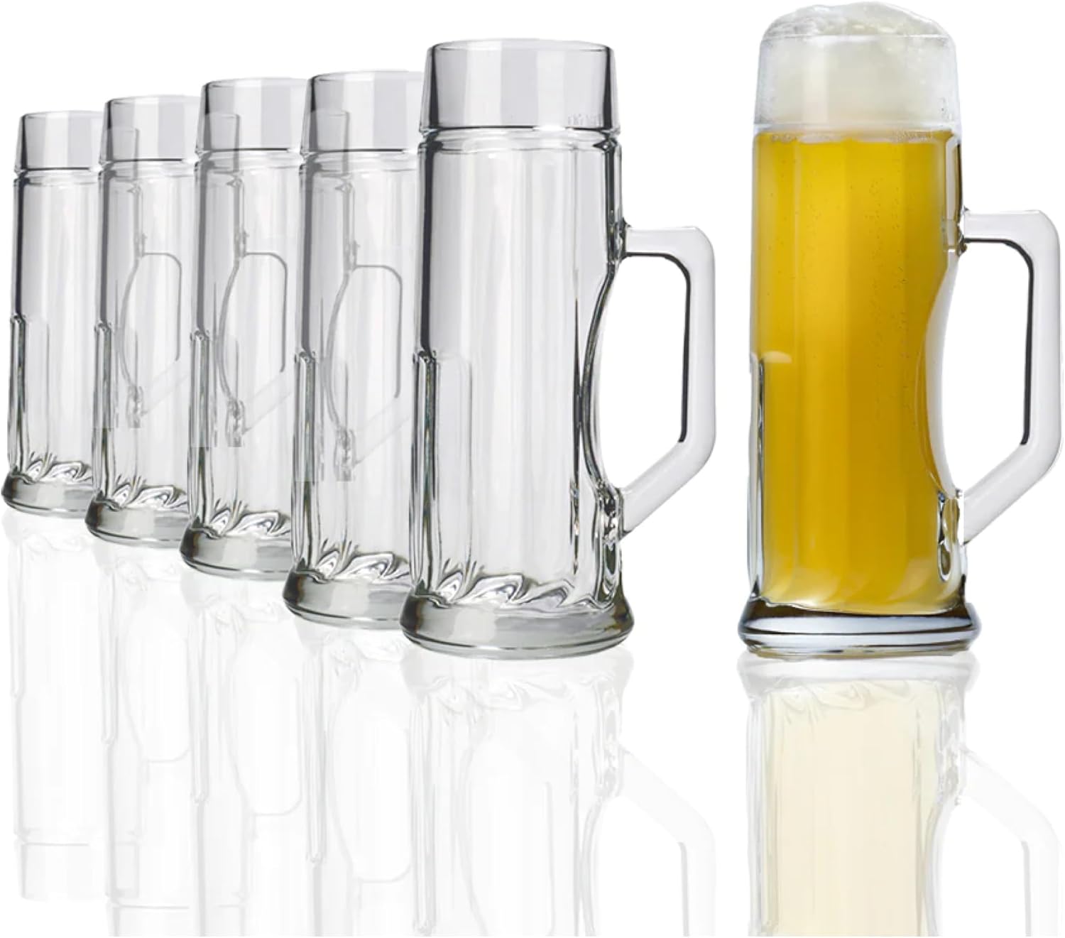 Stölzle Oberglas Premium Ribbed Beer Mugs / Set of 6 Beer Mugs 0.3 Liters / Stable Beer Jug / Beer Glasses 0.3 Liters Made of Soda Lime Glass / Beer Mug 0.3 L Dishwasher Safe