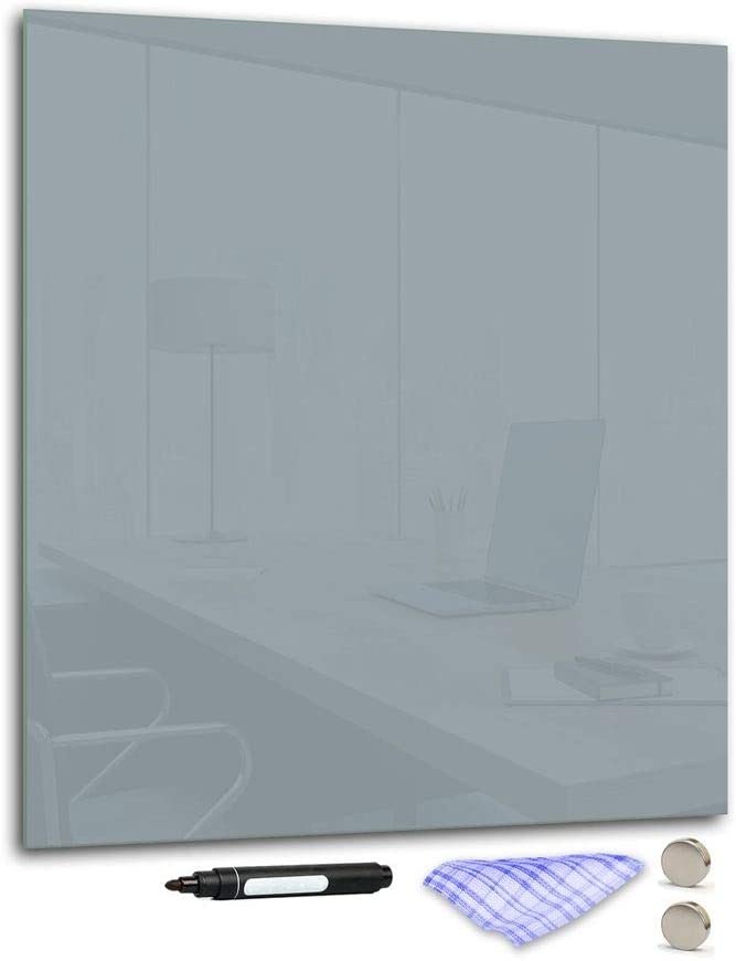 DekoGlas Decorative Glass Magnetic Board 90 x 80 cm Various Colours with Pen, Cloth and Magnets