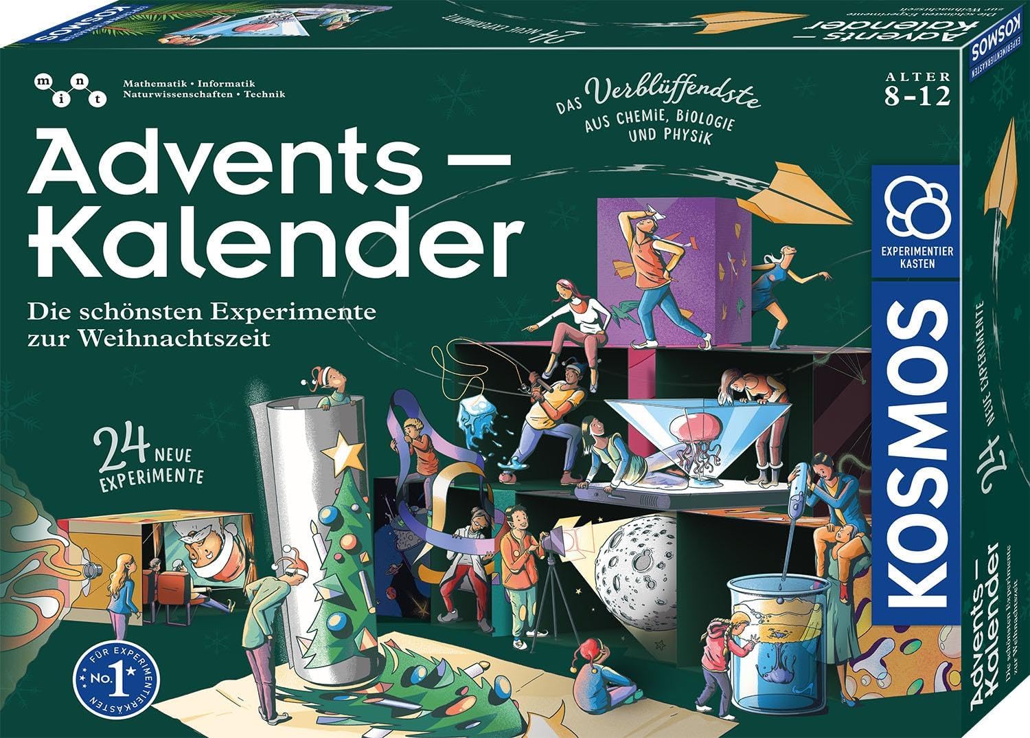 Kosmos 661083 Experiments Advent Calendar 2024, The Most Beautiful Experiments at Christmas Time, in 5 Minutes, for Children from 8-12 Years, Toy Advent Calendar, Science Advent Calendar