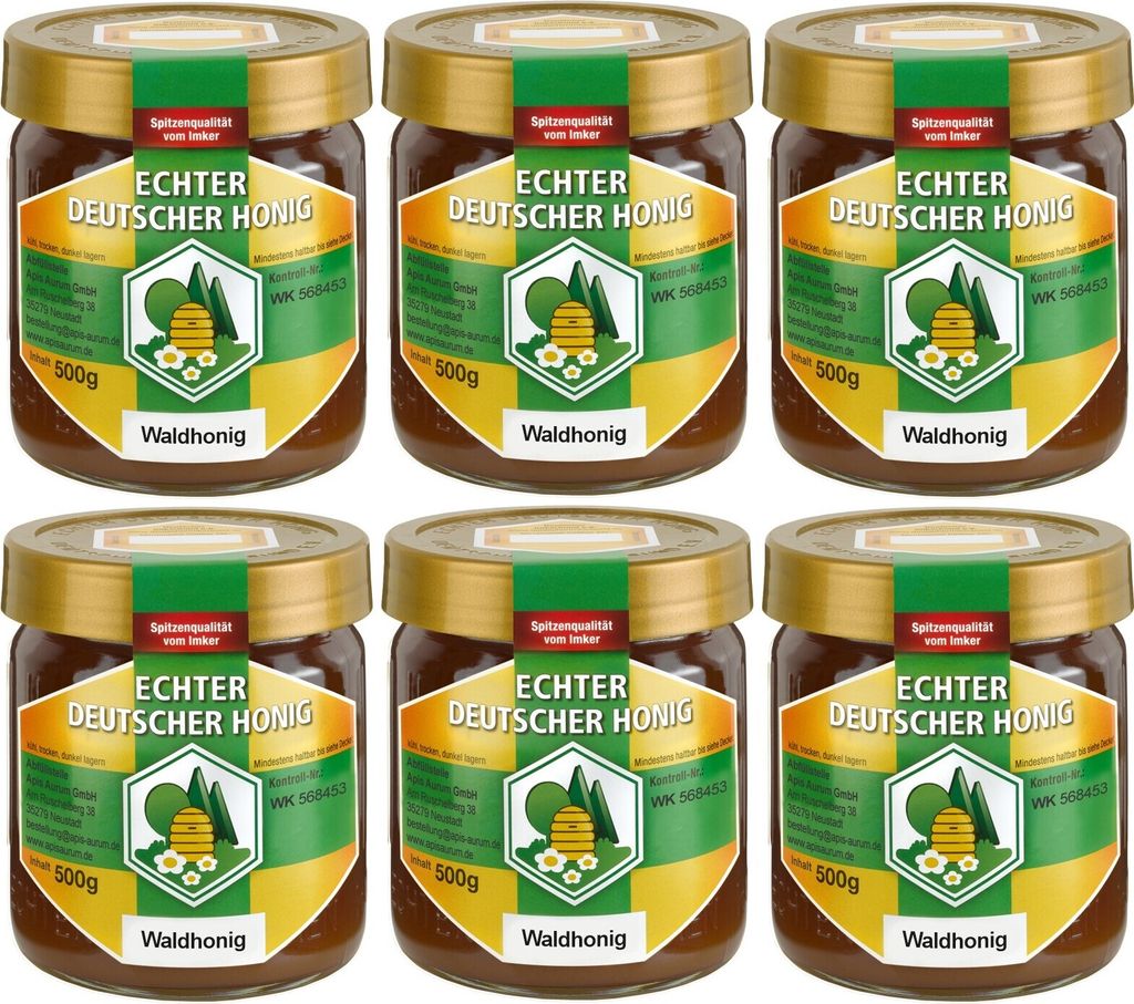 Apis Aurum GmbH Forest Honey 6x500g - Genuine German Honey