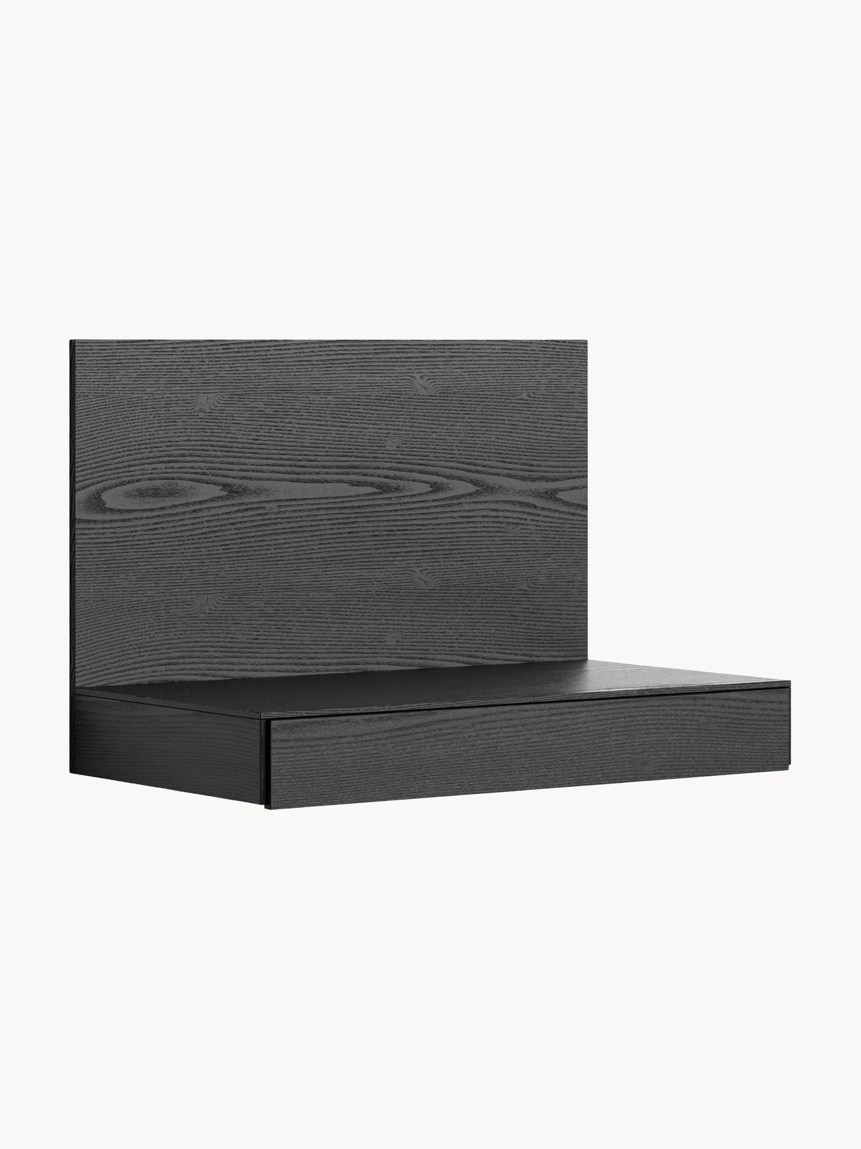 new-works Tana wall-mounted desk, Oak wood, lacquered black