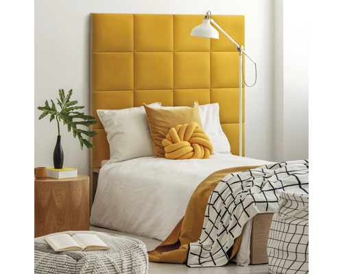 Wall cushion Matt Velvet sulfur yellow velvet look 30 x 30 cm