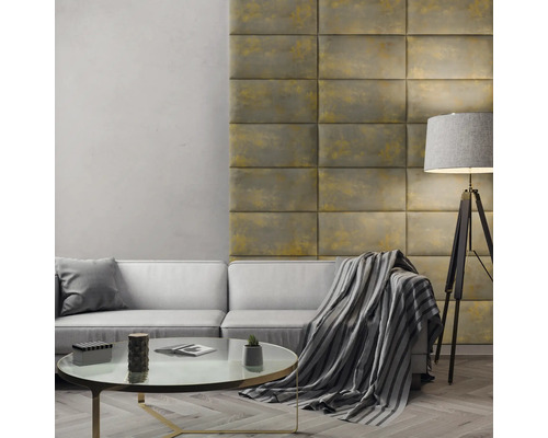 Wall cushion print gold concrete velvet look 30 x 60 cm