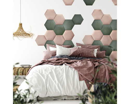 Riviera Hexagon wall cushion, old rose velvet look, 29 x 34 cm