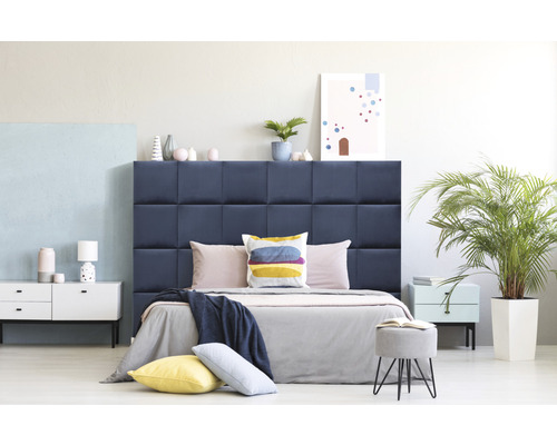 Riviera wall cushion, deep dark blue, velvet look, 30x30 cm