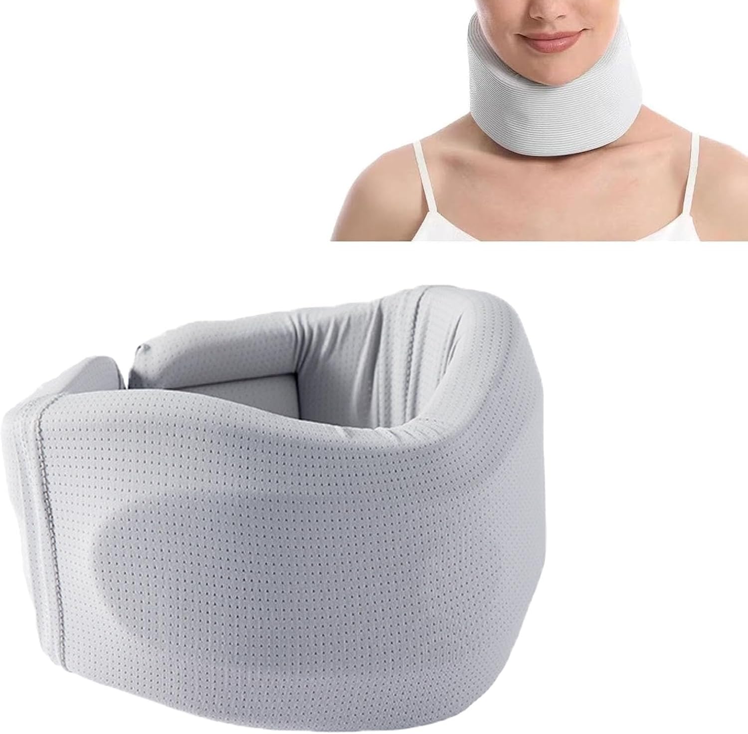 Bustlwor Neck Brace, Neck Support, Sleep Cervical Collar, Supports Stabilises and Relieves Neck Pain and Spinal Strain for Women and Men (Grey, M)