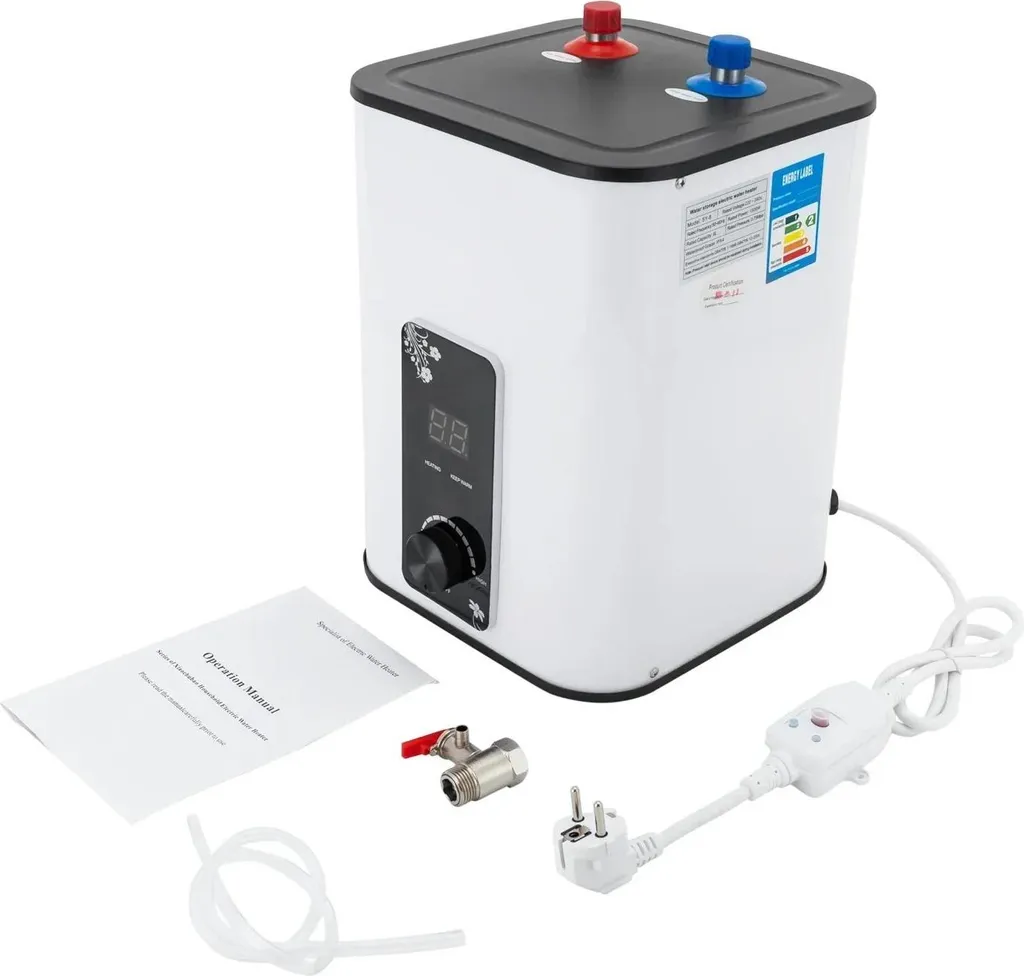 StarTech Hot water storage tank - under-sink boiler - 8 l - 1500 W - pressure-resistant - thermostatic stop function - 0–65 °C - 220–240 V - white