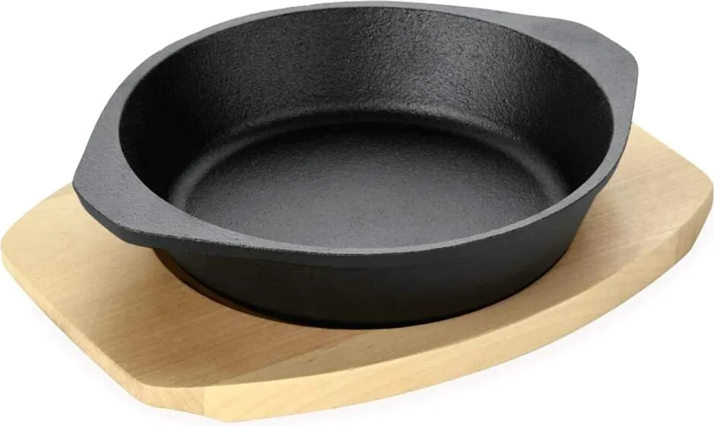 Wasa WAS Germany Serving pan with wooden trivet and cloth handles Ø 18 cm Cast iron