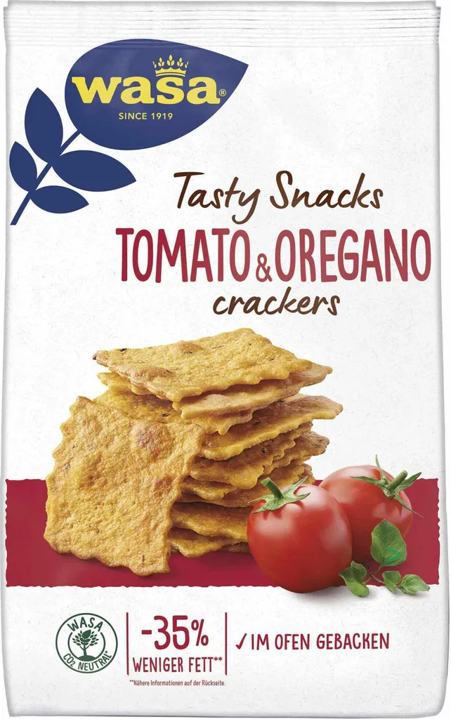 Wasa Crispbread Delicate Cracker Tomato and Oregano (160g bag)