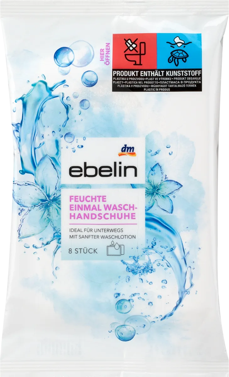 ebelin Wash gloves once damp, 8 pieces