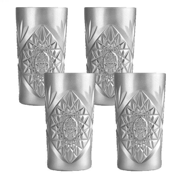 Water Glass Juice Glass Long Drink Glass Silver Hobstar by Libbey (set of 4)