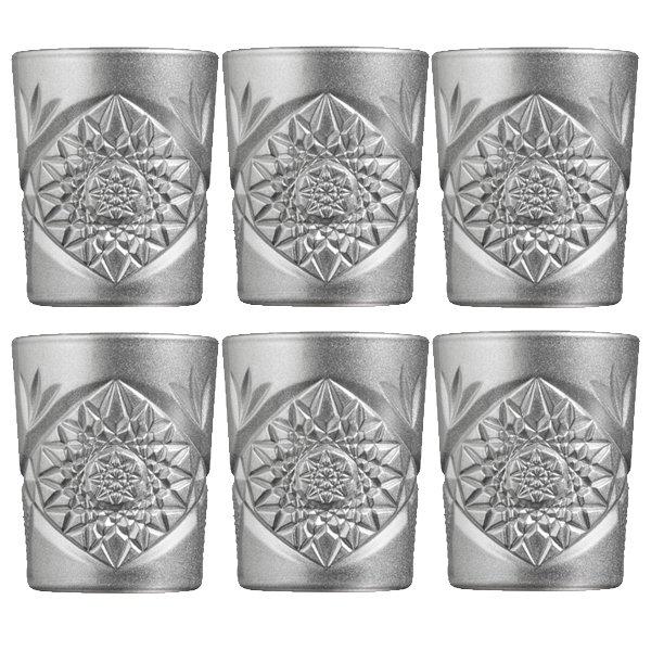 Water glass, juice glass, whiskey glass, silver Hobstar (set of 6) from Libbey