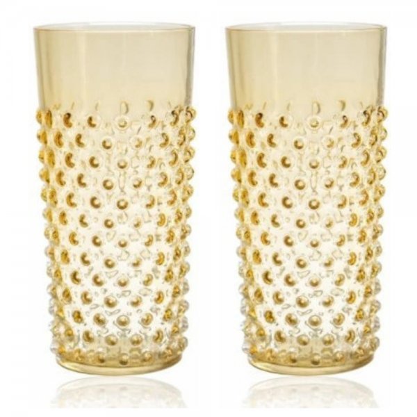 Water Glasses Set Hobnail Underlay Amber Klimchi Studio
