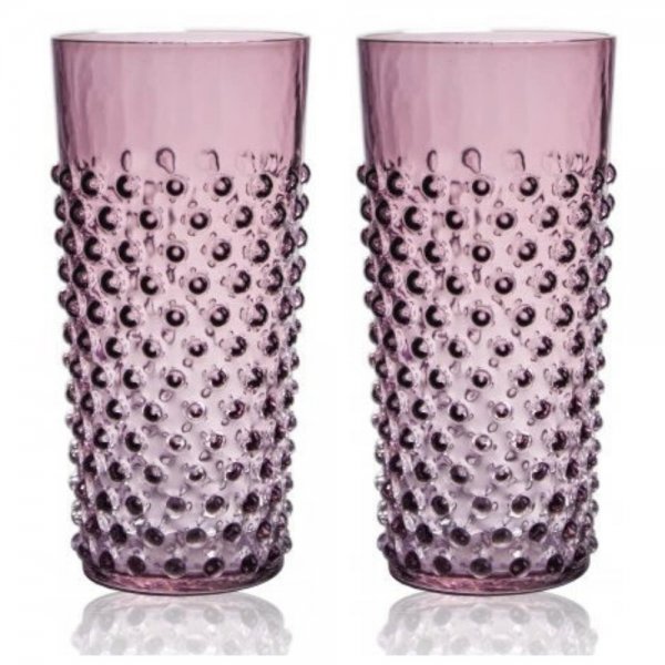 Water Glasses Set Hobnail Underlay Violet Klimchi Studio