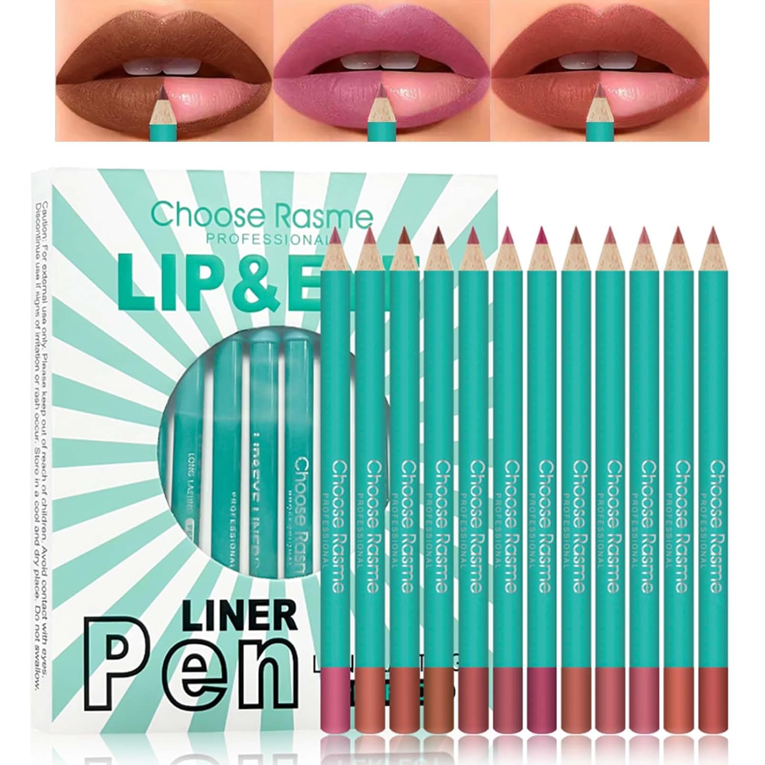 EONFAVE 12 Colours Lip Liner Waterproof Long-Lasting Lip Liner with Matte Finish, Highly Pigmented Lip Liner Set, Smudge-proof Lip Plumper, Lipstick Set Creamy Texture, Natural Lip Makeup