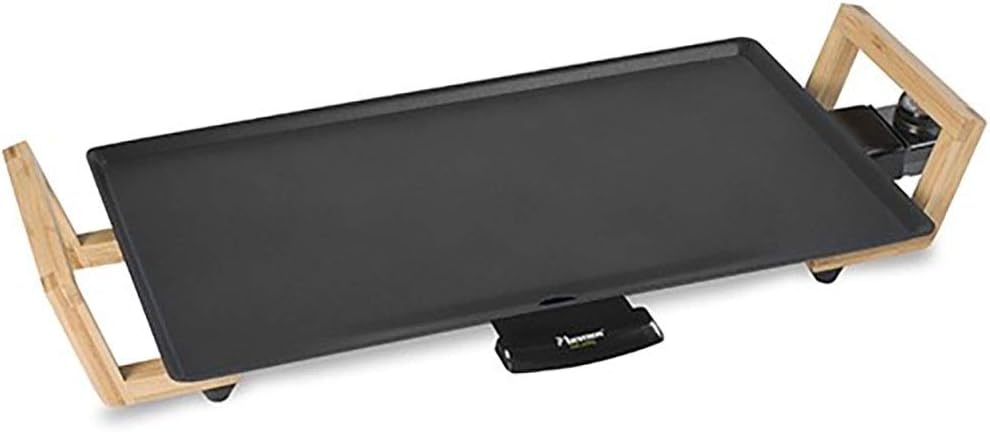 Bestron Teppanyaki Grill Plate in Asian Design, With Bamboo Handles