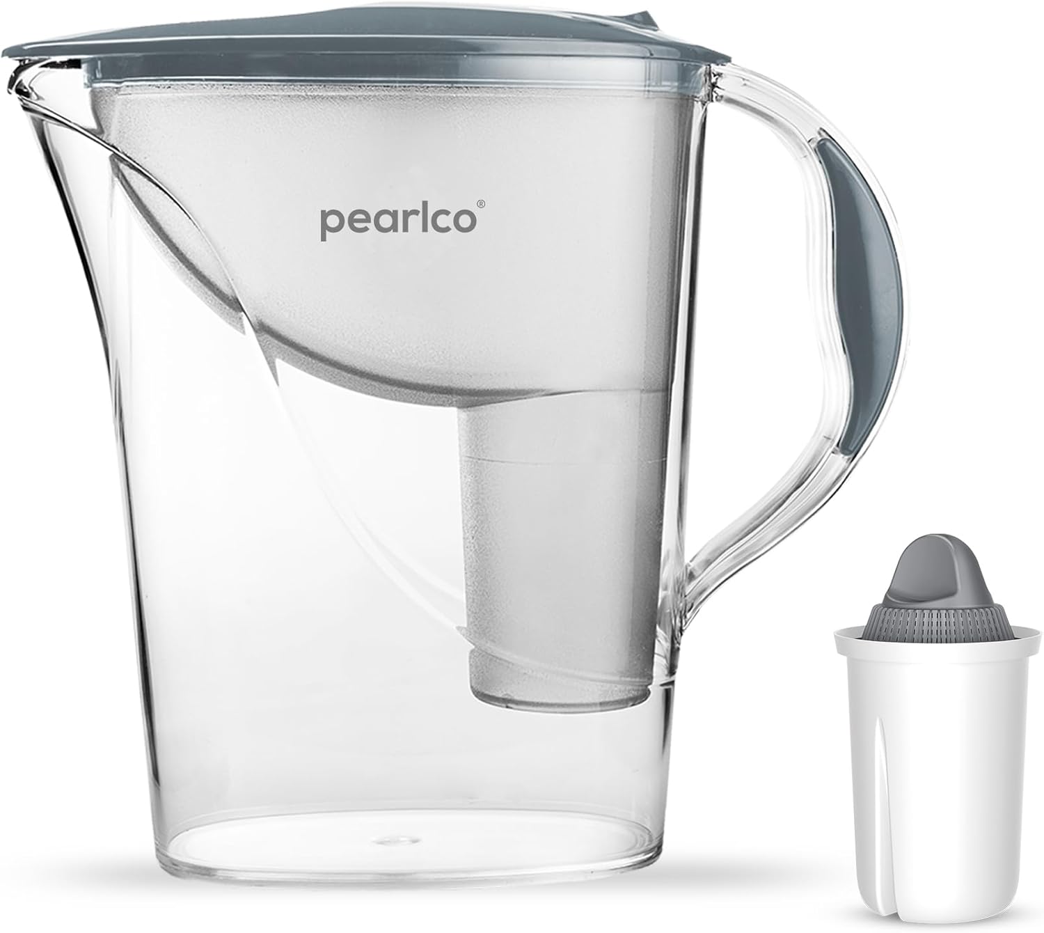 PearlCo Store PearlCo - Standard water filter (grey) with 1 Protect+ classic filter cartridge (for hard water) - fits Brita Classic
