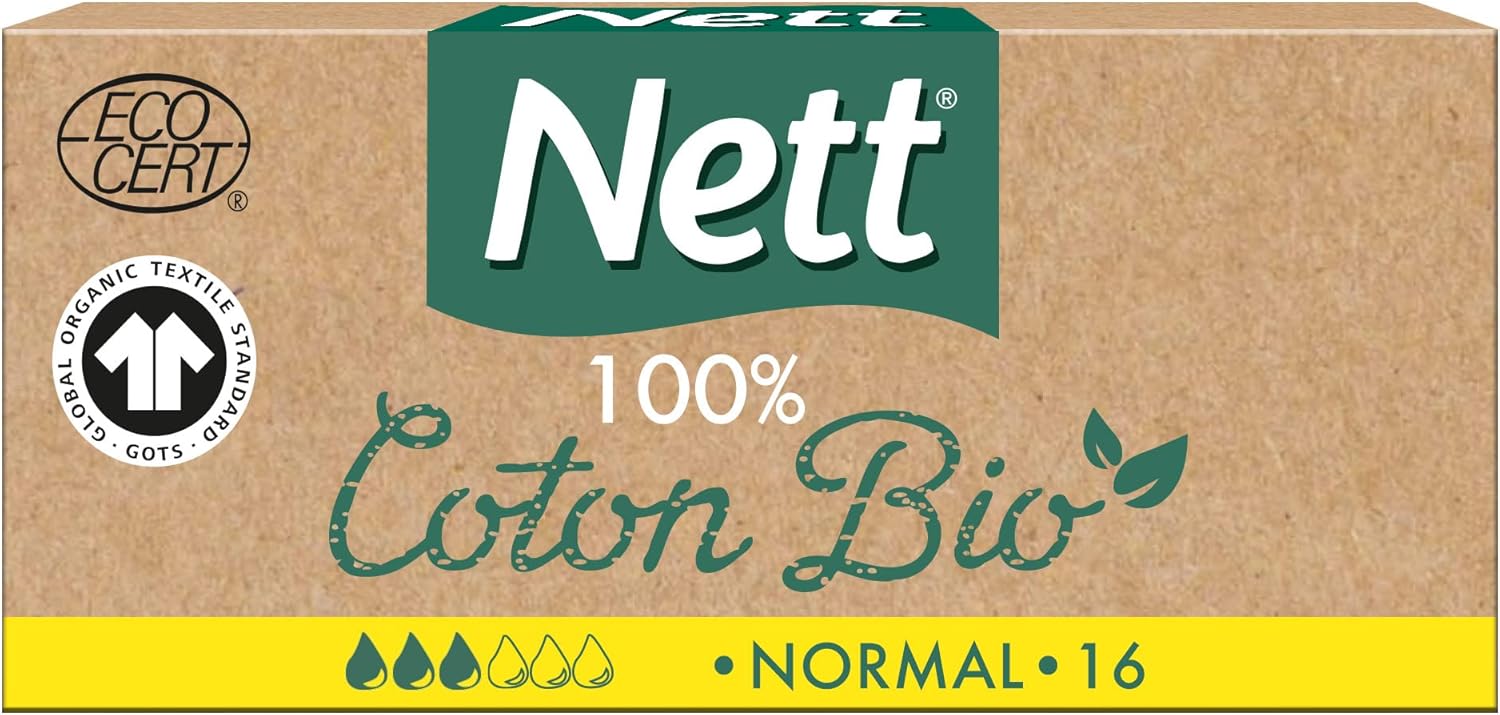 Nice | Tampons 100% Organic Cotton Normal without Applicator (Box of 16) - Chlorine-Unbleached Cotton Pads & Fragrance Free - Hypoallergenic Pads with Curved Grooves