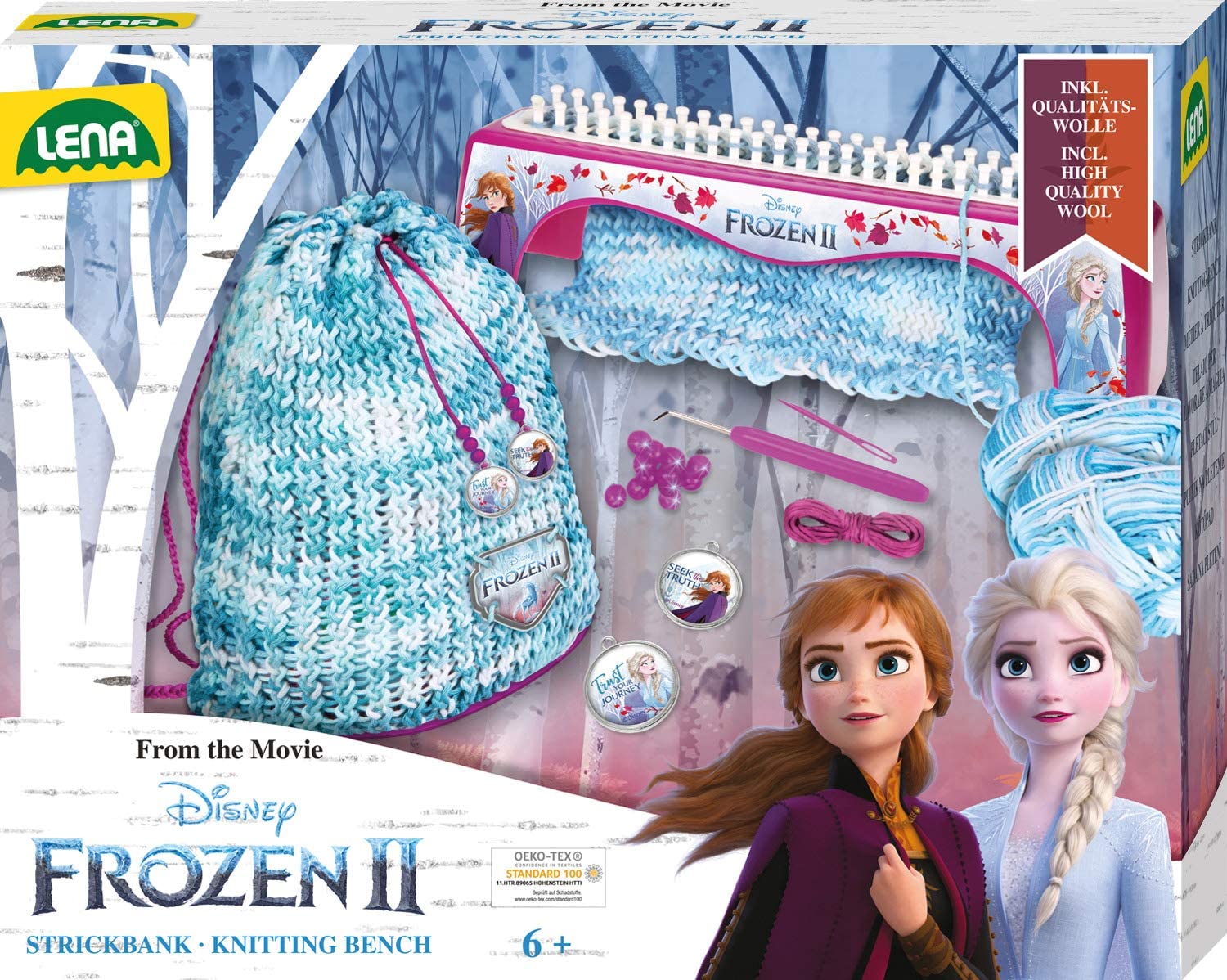 Lena 42030 Disney Knitting Set Complete Set With Knitting Bench, Knitting H