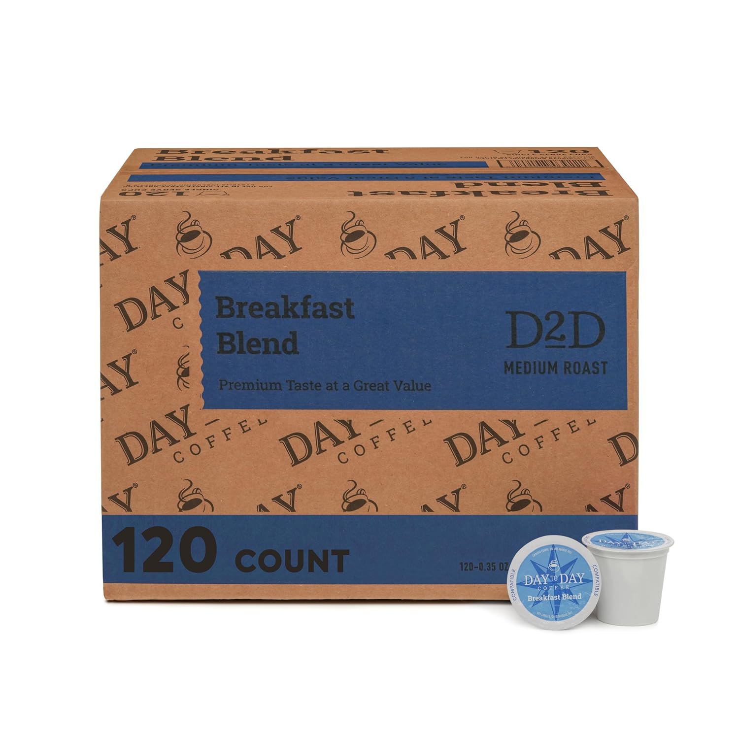 Day To Day Coffee Day to Day Breakfast Mix, 120 Pieces Medium Roasted Single Serving Coffee Pods for K Cups, Keurig Brewers (Breakfast Mix, 120 Pieces (1 Piece)