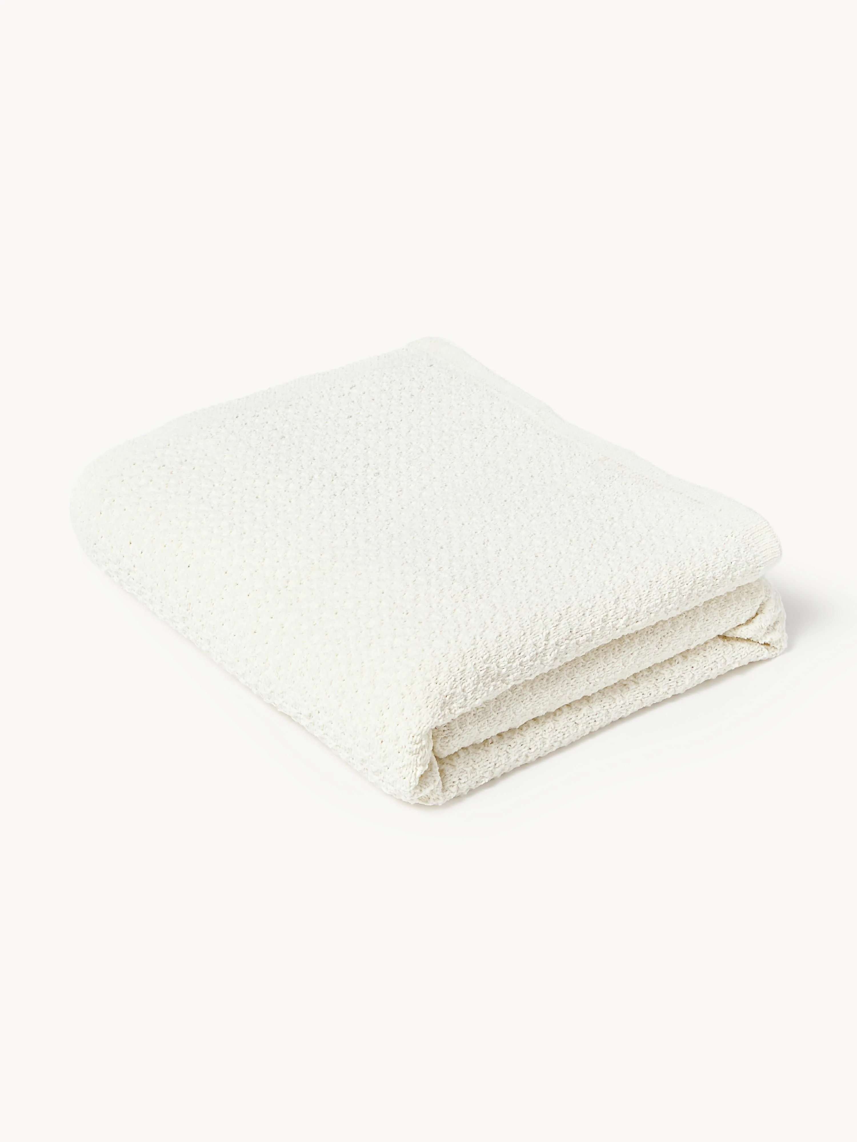 Westwing Collection Soft knitted blanket Everly made of chenille, Off White