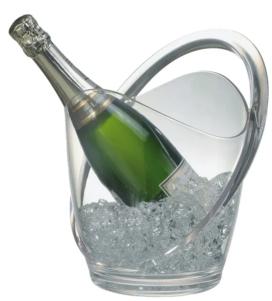 Wine/champagne cooler 23 x 22 cm, H: 27.5 cm, MS, crystal clear, I: 3 ltr., with carrying handle