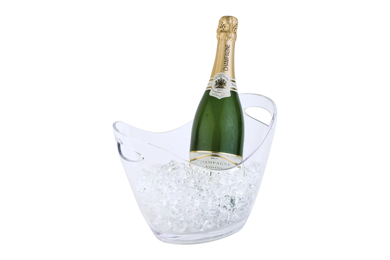 Wine/champagne cooler 27 x 20 cm, H: 21 cm, MS, crystal clear, I: 3 ltr., for one bottle