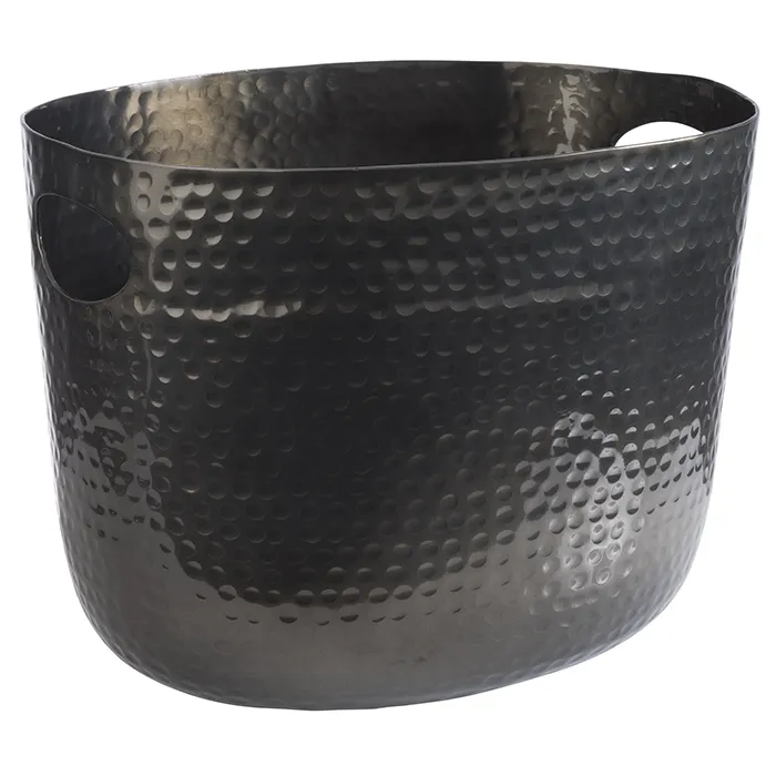 Wine/champagne cooler, 30 x 23.5 cm, H: 23 cm, aluminum, gunmetal look, hammered surface