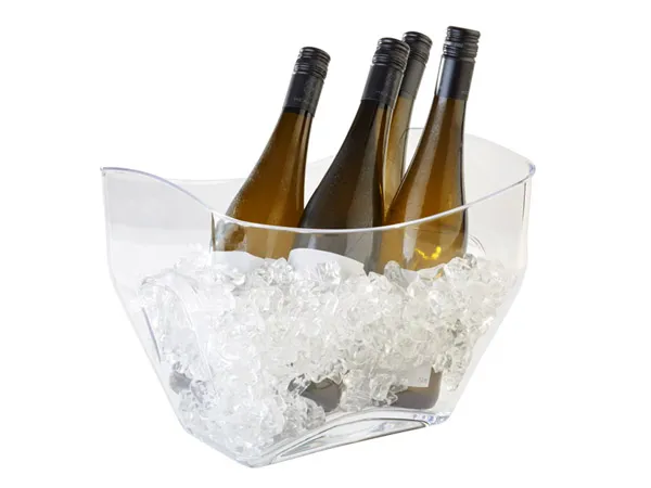 Wine/champagne cooler 32 x 21.5 cm, H: 24.5 cm, MS, clear, side handles, I: 7 ltr.,