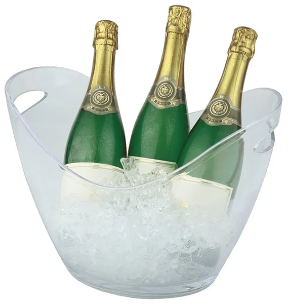 Wine/champagne cooler 35 x 27 cm, H: 25.5 cm, MS, crystal clear, I: 6 ltr., suitable for several bottles