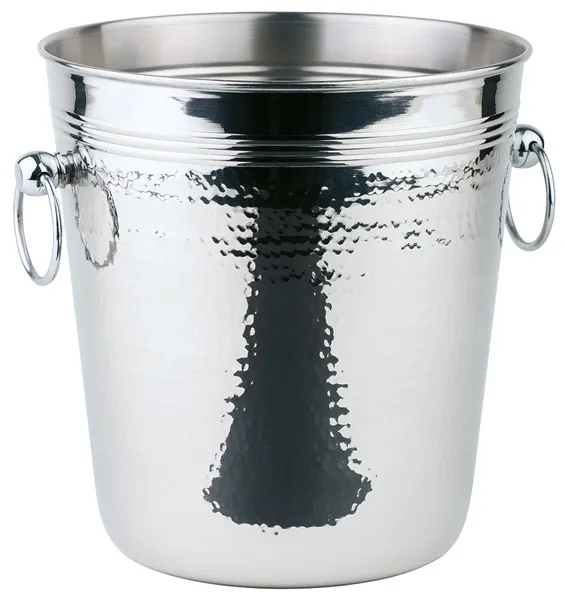Wine/champagne cooler, diameter: 21 cm, height: 21.5 cm, capacity: 4 liters, polished stainless steel, with solid ring handles