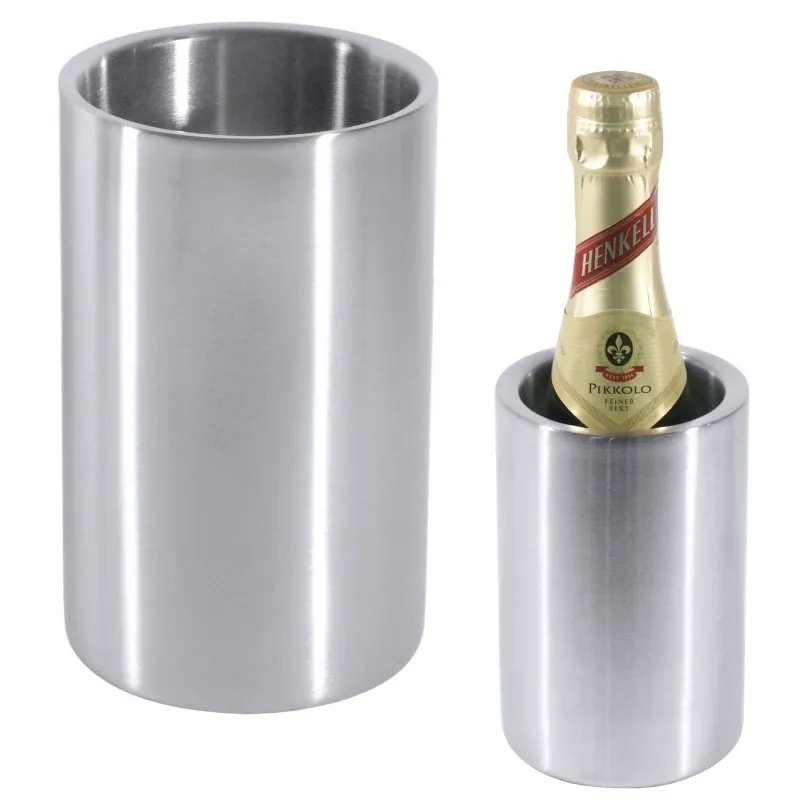 Double-walled wine bottle cooler, matte finish, stainless steel, diameter: 10.5 cm, height: 19 cm