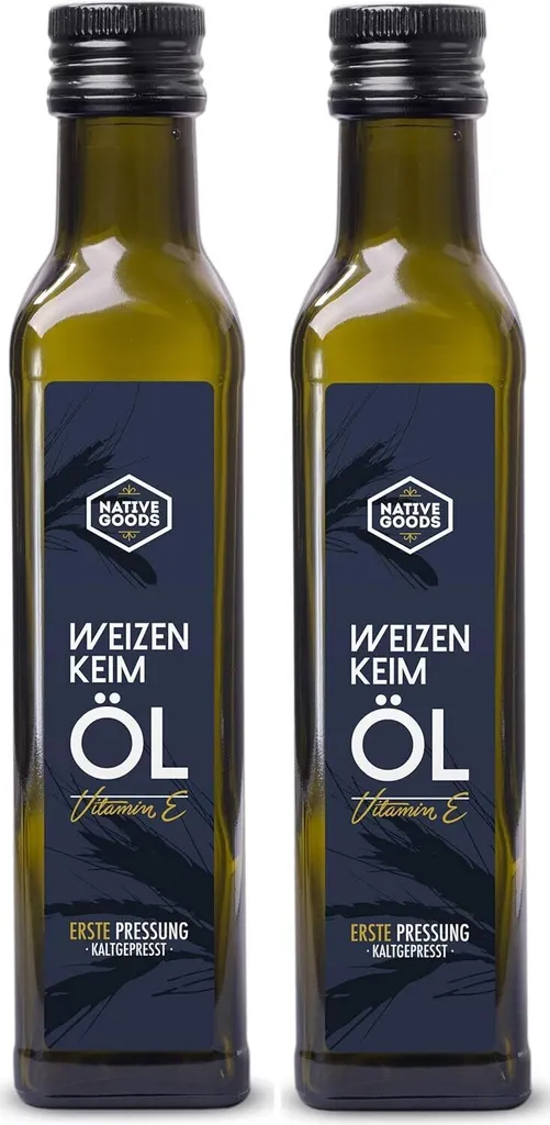 biokontor Wheat Germ Oil 500 ml (2 x 250 ml) | 100% natural | 1st cold pressing | Contains vitamin E | Native products