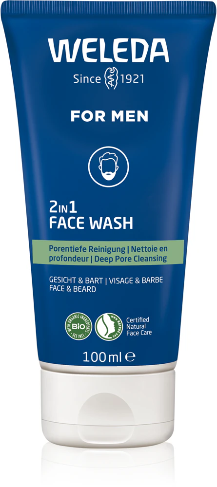 Weleda For Men 2v1 cleansing gel for face and beard