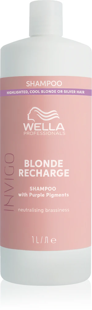 Wella Professionals Invigo Blonde Recharge Shampoo for blonde hair neutralizes yellow discoloration