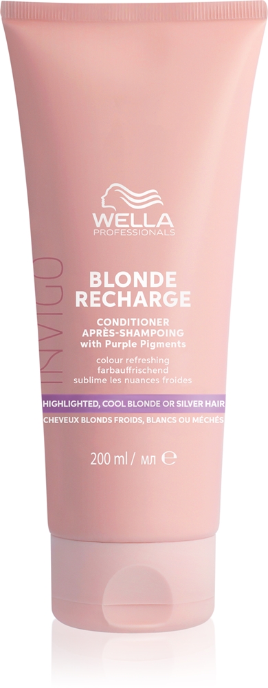Wella Professionals Invigo Blonde Recharge violet conditioner neutralizes yellow discoloration