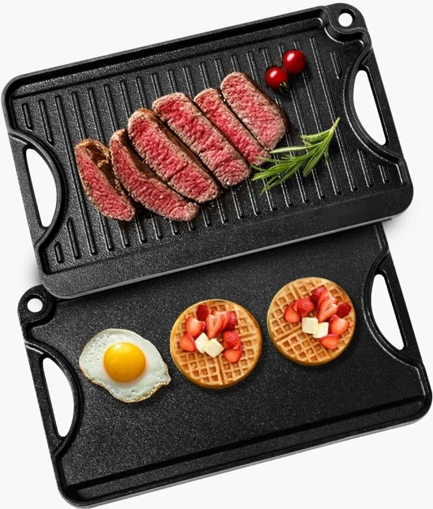StarTech Reversible cast iron BBQ griddle - Pre-seasoned pan - Dimensions 185x342mm