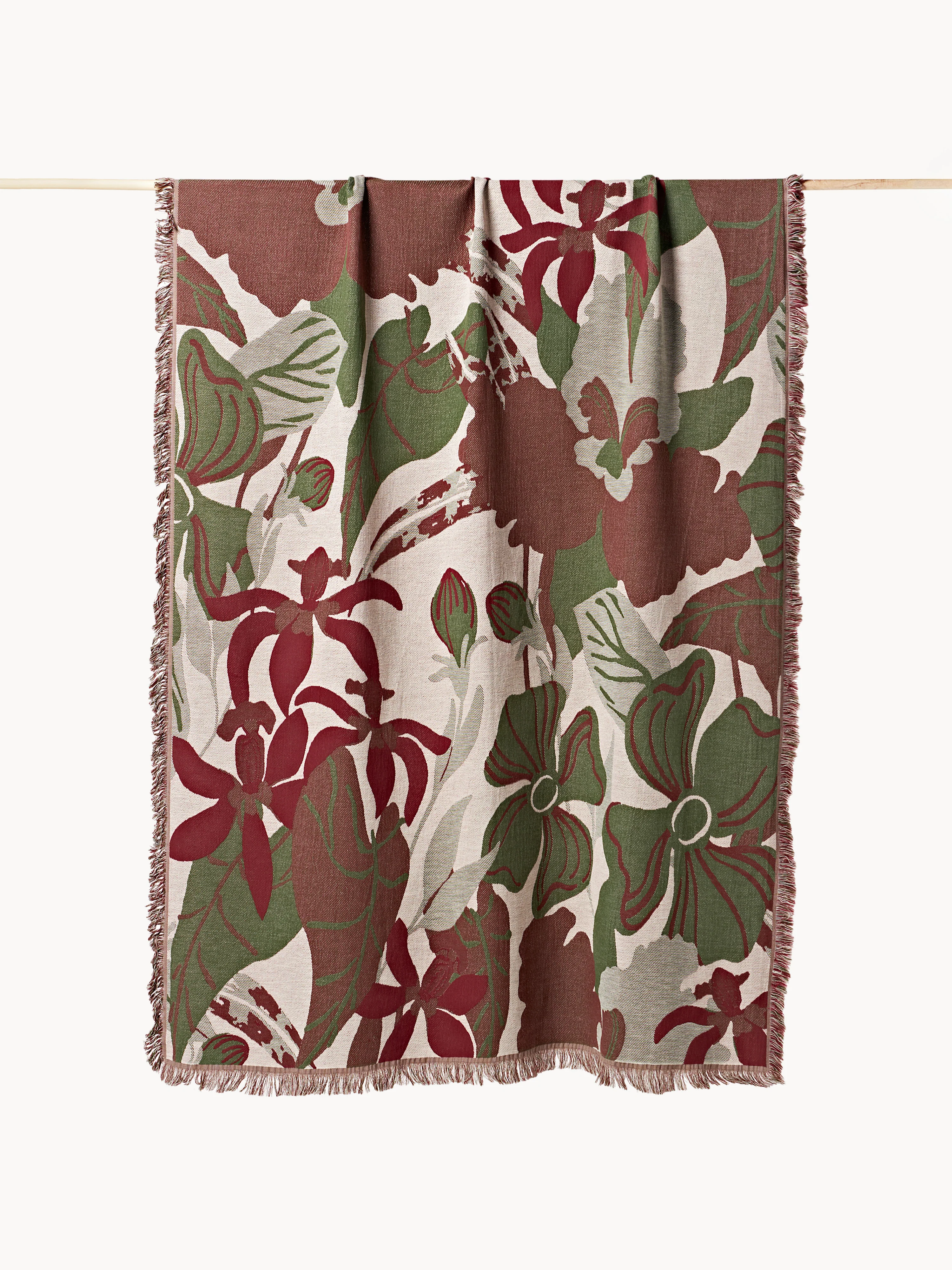Westwing Collection Reversible blanket Latisha with floral pattern and fringe